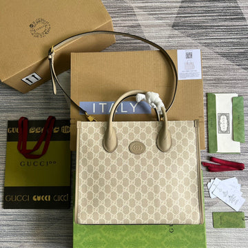 gg Small Tote Bag With Interlocking G Beige For Women, Women’s Bags 12in/31cm gg â659983 UULBT 9683
