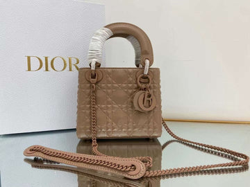 Top Quality Mini Lady Bag Cannage with Beaded Motif, Brown, For Women WomenÂs Handbags, Crossbody Bags, 18cm CD