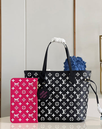 Top Quality Neverfull MM Monogram Empreinte Black/White For Women,  Tote Bags 12.2in/31cm Top Quality M46103