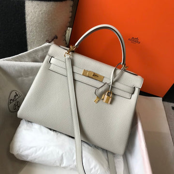 Top Quality Kelly 28 Retourne Togo White Bag For Women, Handbags, Shoulder Bags 11in/28cm