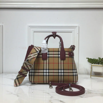 Top Quality Small Banner  Check And Tote Purple For Women, Womens Bags 10.5in/26cm