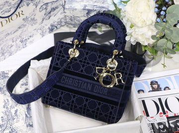 Top Quality MeTop Qualityum Lady D-Lite Bag Blue For Women 9.5in/24cm CD M0565OROC