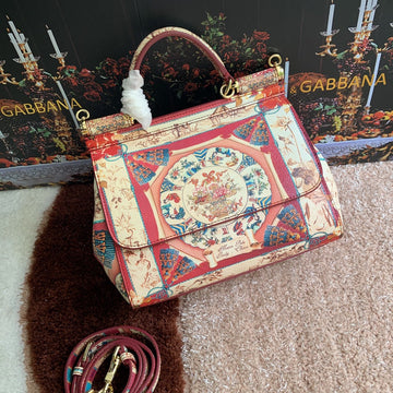 Top Quality MeTop Qualityum Sicily Handbag Unique Print Motifs Muticolour For Women 10.2in/26cm Top Quality