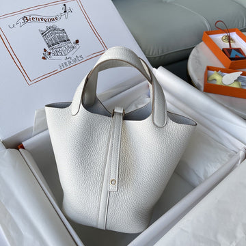 Top Quality Picotin Lock 18 Bag White For Women, Handbags 7.1in/18cm