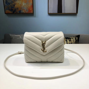 Top Quality Loulou Mini Shoulder Bag White For Women 7in/18cm YSL
