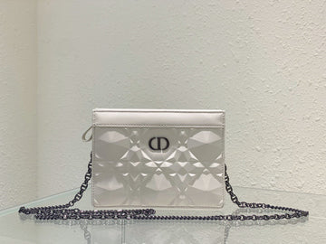 Top Quality Caro Zipped Pouch With Chain White, For Women, WomenÂs Handbags 7.5in/19cm CD