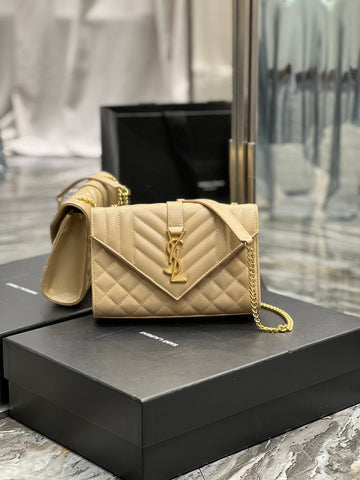 YSSL Small Bag Dark Beige In Mix Matelasse For Women 8in/21cm YSL 600195BOW912721