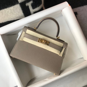 Top Quality Kelly 19 Grey With Gold Toned Hardware Bag For Women, Handbags, Shoulder Bags 7.5in/19cm
