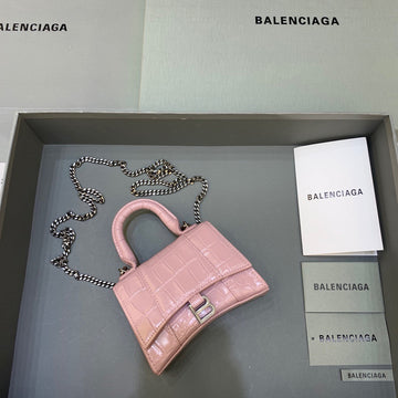 Top Quality Hourglass Mini Handbag With Chain In Light Pink, For Women,  Bags 4.7in/12cm