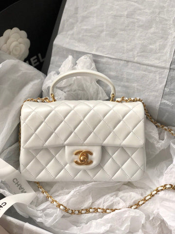 CHLMini Top Qualityap Bag With Top Handle White For Women 7.8in/20cm