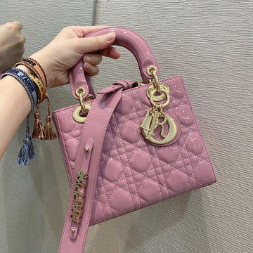 Top Quality Small Lady Bag Clutch Gold Toned Hardware Pink For Women 8in/20cm CD