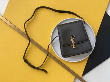 YSSL Kaia North/South Satchel Bag In Vegetable Tanned Black Material With Gold Hardware For Women 6in/18cm YSL 668809BWR0W1000