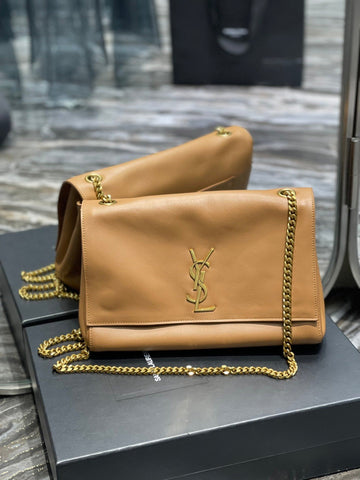 YSSL Kate Medium Reversible Chain Bag Brown In Suede With Gold Hardware For Women 11in/29cm YSL