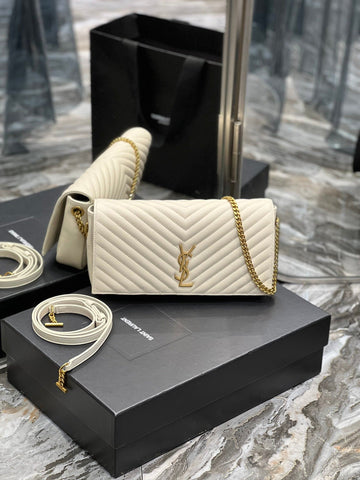 Top Quality Kata 99 Chain Bag White With Gold Hardware For Women 10.2in/26cm YSL
