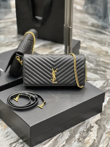 YSSL Kata 99 Chain Bag Black With Gold Hardware For Women 10in/26cm YSL