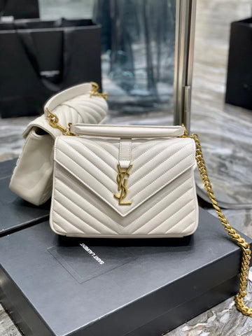 Top Quality College MeTop Qualityum Chain Bag White Gold Toned Hardware For Women 9.4in/24cm YSL 600279BRM079207