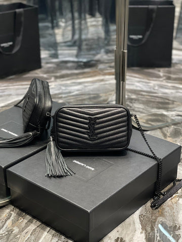 Top Quality Lou Mini Bag Black In Quilted Grain De Poudre With Metal Toned Hardware For Women 7.4in/19cm YSl 6125791GF081000
