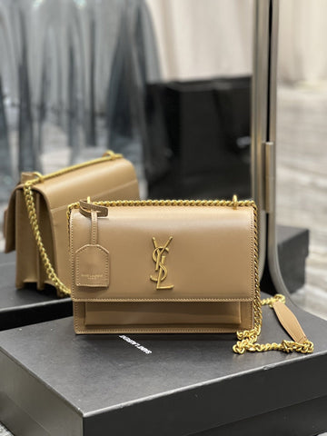 YSSL Sunset Medium Chain Bag For Women 8in/22cm Dark Beige YSL 442906D420W2721