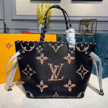 Top Quality Neverfull MM Tote Bag Monogram Jungle Canvas Black For Women,  Shoulder Bags 12.2in/31cm Top Quality M44676