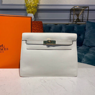 Top Quality Kelly Danse II Bag Swift White Gold Hardware For Women 8.7in/22cm