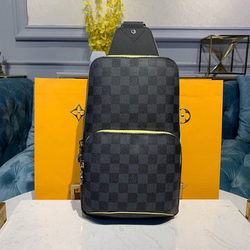 Top Quality Avenue Sling Bag Damier Graphite Canvas Yellow For Men, Bags, Crossbody Bags 12.2in/31cm Top Quality N42424