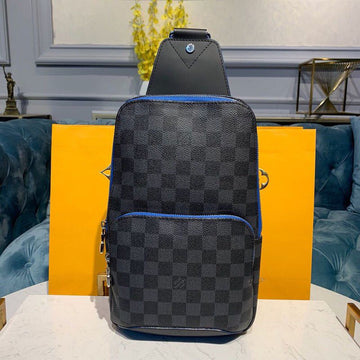 Top Quality Avenue Sling Bag Damier Graphite Canvas Blue For Men, Bags, Crossbody Bags 12.2in/31cm Top Quality N40008