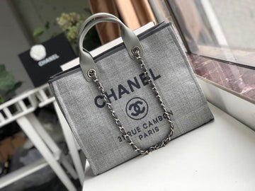 CHLSmall Shopping Bag Silver Hardware Grey For Women, Women’s Handbags, Shoulder Bags 15in/39cm AS3257