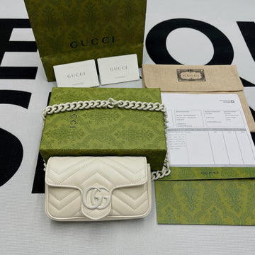 gg Marmont Super Mini Bag White For Women, Women’s Bags 6in/17cm gg