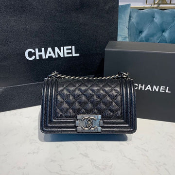 CHLSmall Boy Handbag Silver Hardware Black For Women Bags, Shoulder And Crossbody Bags 7.8in/20cm A67085