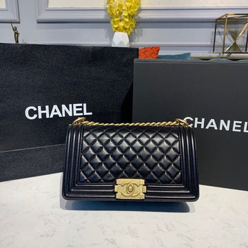 CHL Boy Handbag Gold Toned Hardware Black For Women Bags, Shoulder And Crossbody Bags 9.8in/25cm A67086