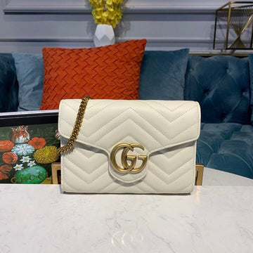 gg Marmont MatelassÃ© Mini Bag White MatelassÃ© For Women 8in/20cm gg 474575 DTD5N 9022