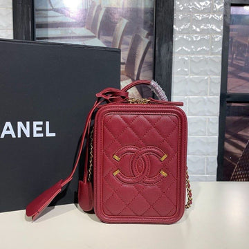 CHL Top QualityTop Qualityligree Vertical Vanity Case Bag Burgundy For Women, Women’s Handbags, Shoulder And Crossbody Bags 6.7in/17cm