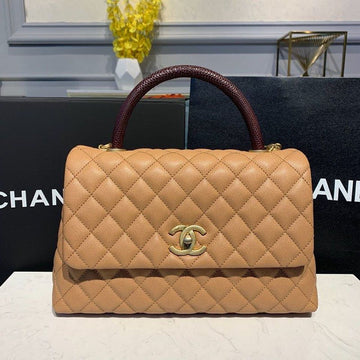 CHLLarge Flap Bag With Top Handle Light Brown For Women, Women’s Handbags, Shoulder And Crossbody Bags 11in/28cm A92991