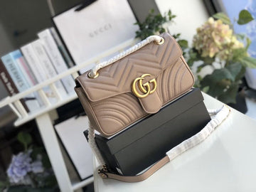 gg Marmont MatelassÃ© Shoulder Bag Dusty Pink MatelassÃ© Chevron For Women 10in/26cm gg 443497 DTDIT 5729