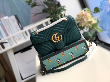 gg Marmont Small MatelassÃ© Shoulder Bag Green MatelassÃ© Chevron For Women 10in/26cm 443497