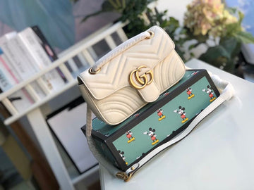 gg Marmont MatelassÃ© Mini Bag  White  For Women 8.5in/22cm gg 446744 DTDIT 9022