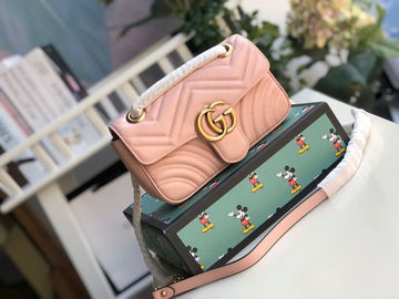 gg Marmont MatelassÃ© Mini Bag  Dust Pink MatelassÃ© Chevron  For Women 8.5in/22cm gg