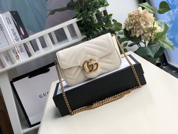 gg Marmont MatelassÃ© Super Mini Bag Dusty White Chevron For Women 6in/16.5cm gg 476433 DTDCT 9022