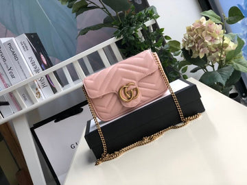 gg Marmont MatelassÃ© Super Mini Bag Dusty Pink Chevron For Women 6in/16.5cm gg 476433 DTDCT 5729