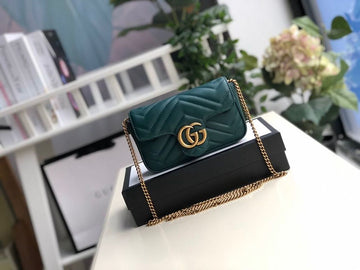 gg Marmont MatelassÃ© Super Mini Bag Green MatelassÃ© Chevron For Women 6in/16.5cm gg