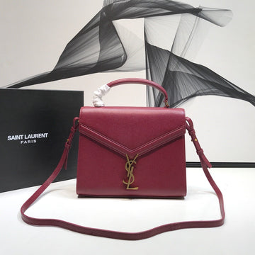 YSSL Cassandra Medium Top Handle Bag In Grain Burgundy For Women 9in/24.5cm YSL Â 578000BOW0W6475