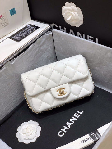 CHLSmall Pearl Logo Strap Top Qualityap Bag White For Women Handbags, Shoulder And Crossbody Bags 7in/18cm AS1436