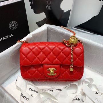 CHLTop Qualityap Bag With CHLBall On Strap Red For Women Handbags, Shoulder And Crossbody Bags 7.8in/20cm AS1787
