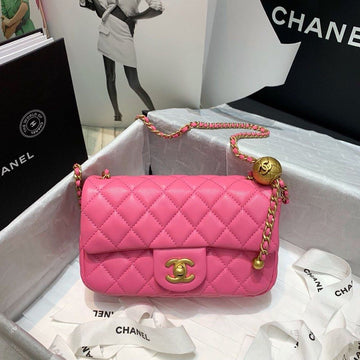 CHLTop Qualityap Bag With CHLBall On Strap PiNike For Women Handbags, Shoulder And Crossbody Bags 7.8in/20cm AS1787