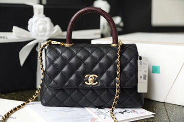 CHLMedium Flap Bag With Top Handle Black For Women, Womenâs Handbags, Shoulder And Crossbody Bags 9in/23cm A92990