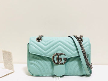 gg Marmont Small MatelassÃ© Shoulder Bag Mint Green MatelassÃ© Chevron For Women 10in/26cm gg