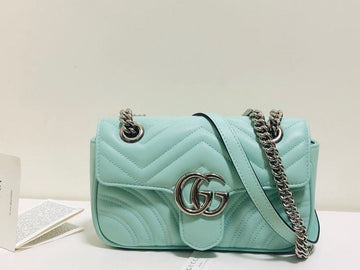 gg Marmont MatelassÃ© Mini Bag Mint Green MatelassÃ© Chevron For Women 8.5in/22cm gg