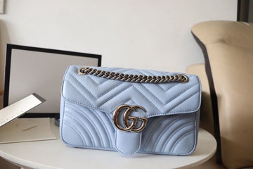 gg Marmont Small MatelassÃ© Shoulder Bag Blue Sky For Women 10in/26cm gg 443497