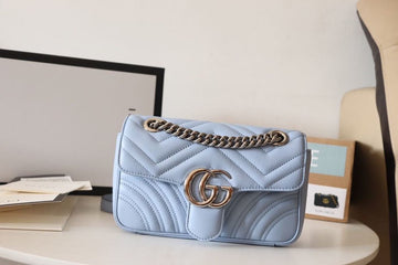 gg Marmont MatelassÃ© Mini Bag Sky Blue For Women 8.5in/22cm gg