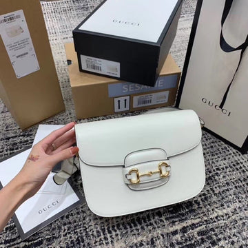 gg Horsebit 1955 Shoulder Bag White For Women 9.8in/25cm gg â602204 1DB0G 9022